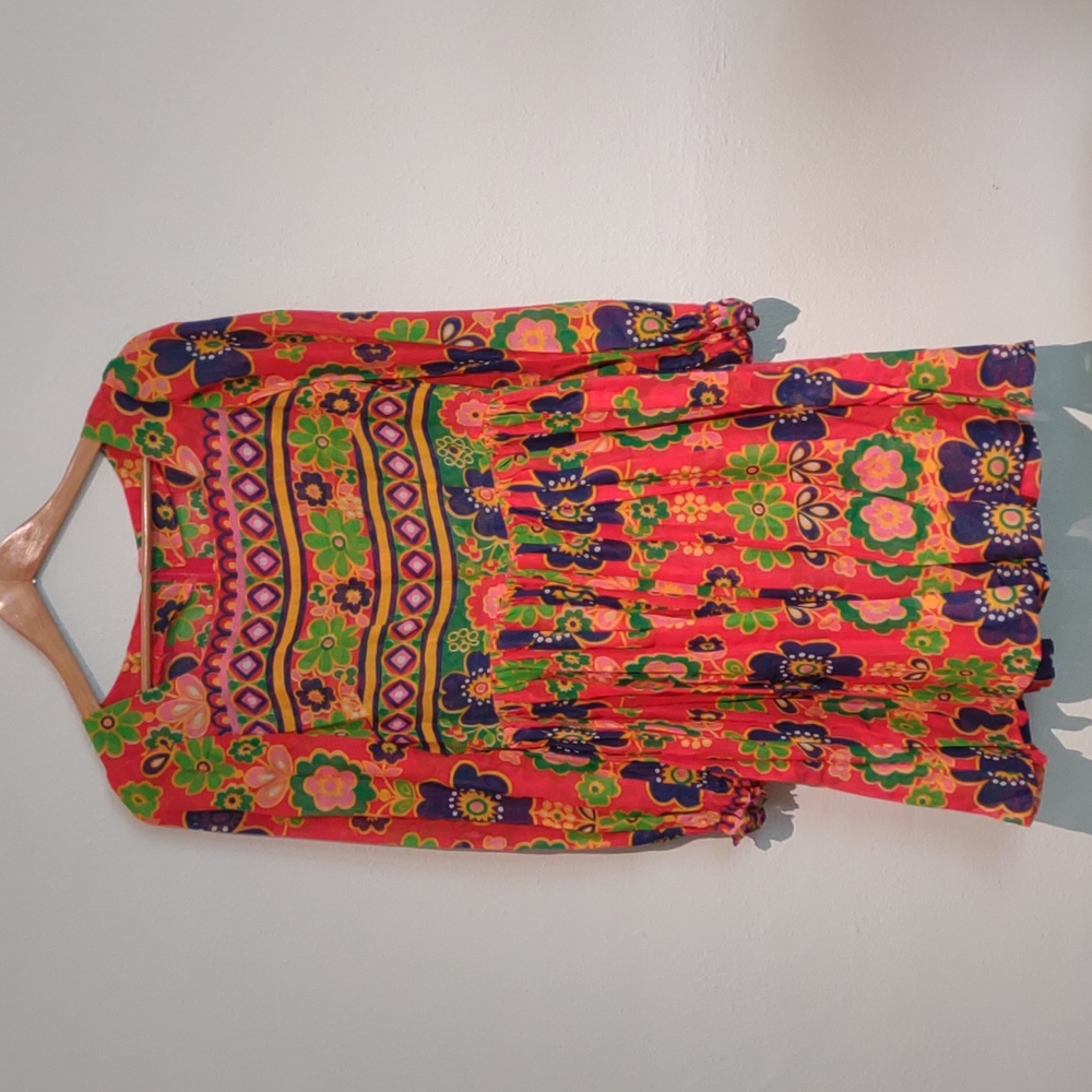Vintage Floral Midi Dress multicolor